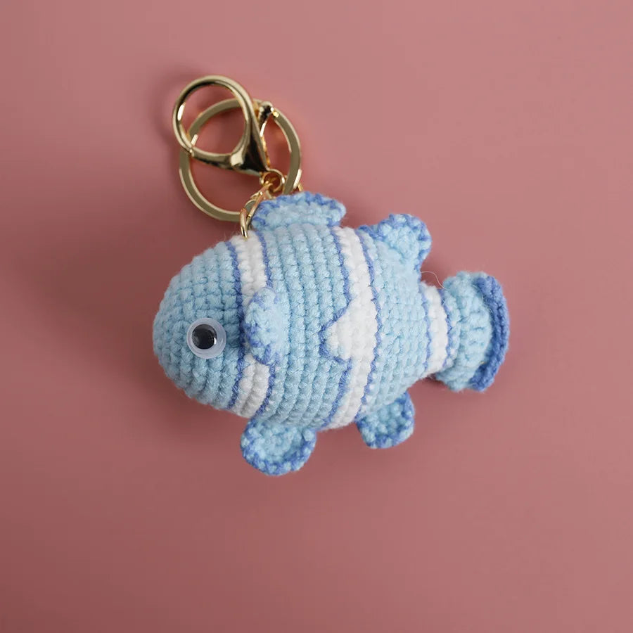 Funny Shrimp Crochet Keychain Cute Ocean Bag Charm