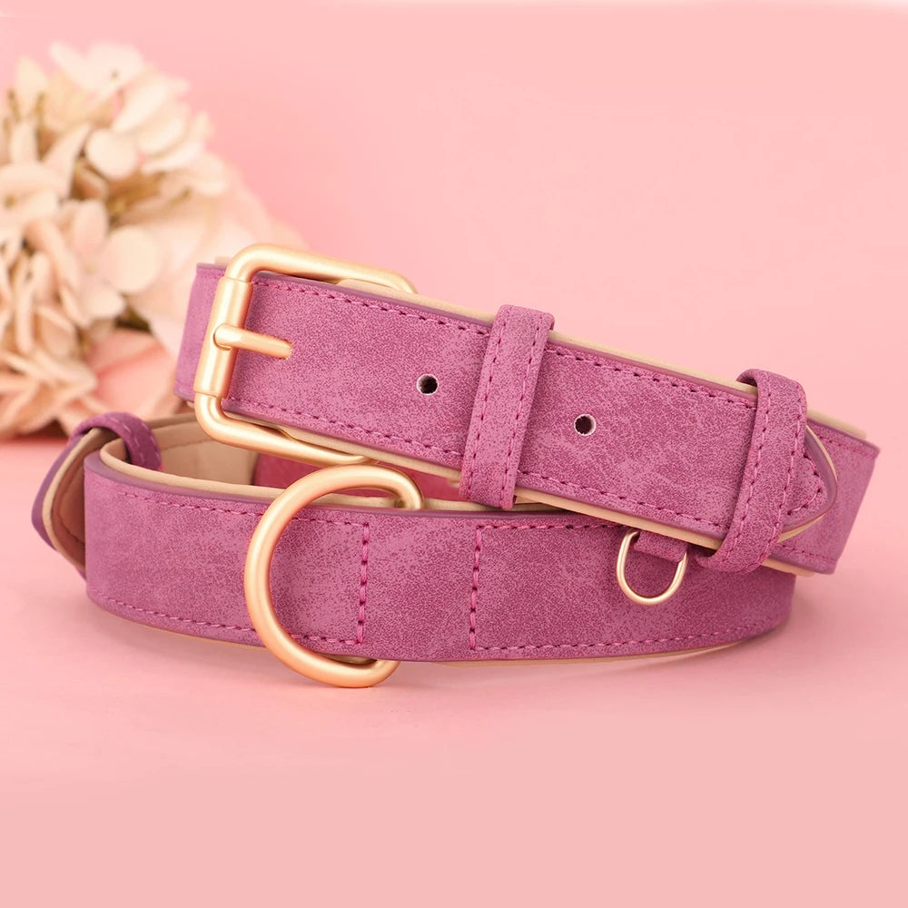 Durable Dog Collar Leather Dogs Collars Soft Padded Pet Pitbull Necklace Adjustable For Small Medium Large Dogs Pug Pet Products - WTN Essentials 