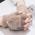 New Winter Imitation Mink Cashmere Half Finger Gloves Women Men Warm Luxury Solid Color Plush for Driving Outdoor Sports