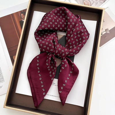 1pcs 70*70cm Women's Square Scarf Soft Satin Floral Print Wrap Foulard Neckerchief Bandannas Hair Skinny Tie Hijab Shawls