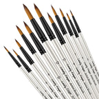 12/24/48pcs Paint Brushes Set Professional Paint Brush Round Pointed Tip Nylon Acrylic Brush For Acrylic Watercolor Oil Painting