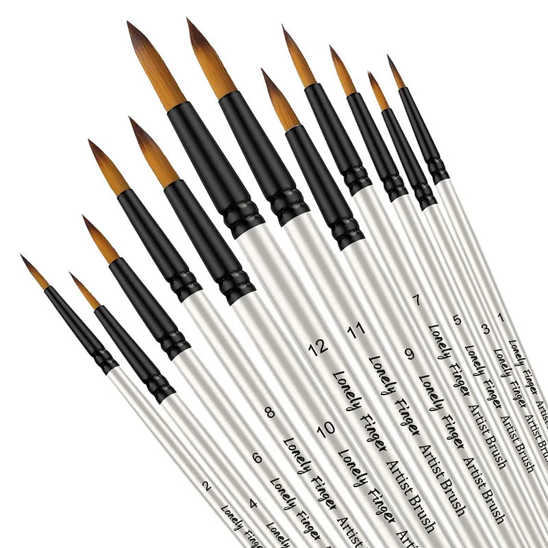 12/24/48pcs Paint Brushes Set Professional Paint Brush Round Pointed Tip Nylon Acrylic Brush For Acrylic Watercolor Oil Painting