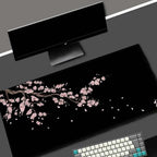 Black Sakura Gaming Mouse Pad Kawaii Purple Desk Mat Large Office Carpet Accessories Cherry Blossom Mousepad Gamer Computer Mats