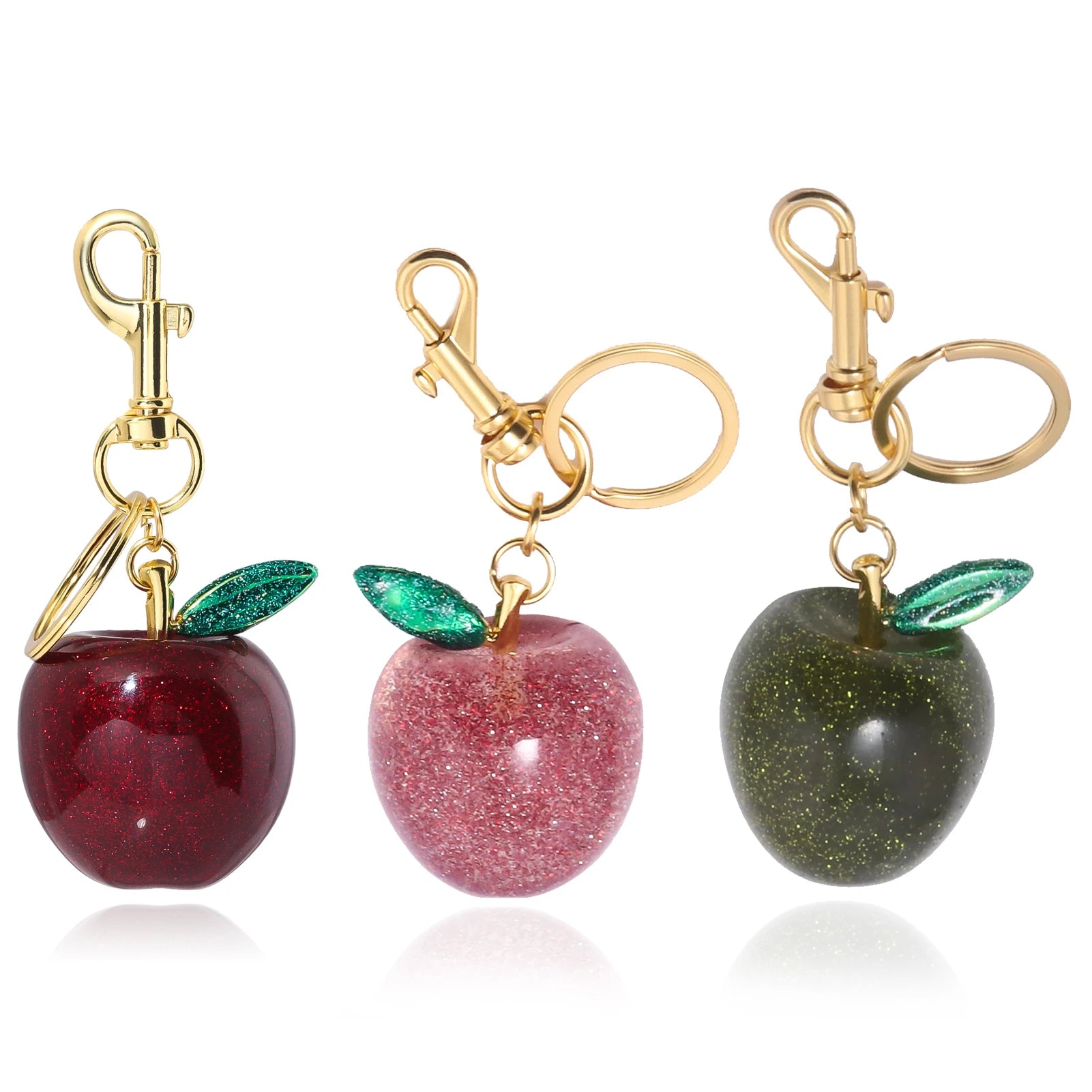 Fashion Apple Keychain Cute Crystal Red Apple Pendant Keyring For Backpack Decoration Exquisite Accessories Gifts