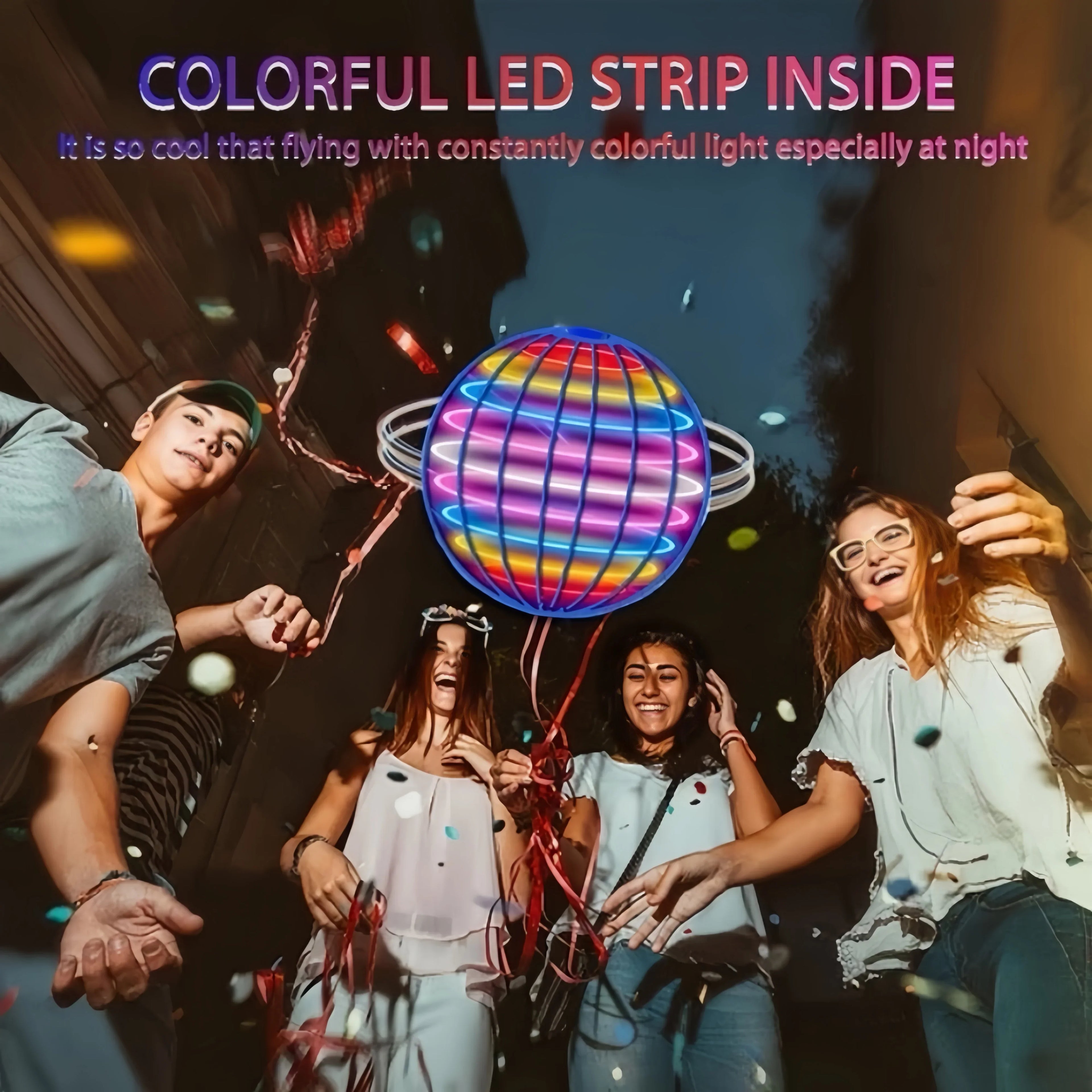  Flying Ball Children's Hand Controlled Color LED Cosmic Globe 360 °Rotating Suspension Ball Suitable for Indoor and Outdoor Toy