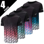 2/4/6-Pcs Four Seasons Men's Solid Color Round Neck Short Sleeve Top With Printed Cuffs Youth Sports And Leisure Fashion T-Shirt