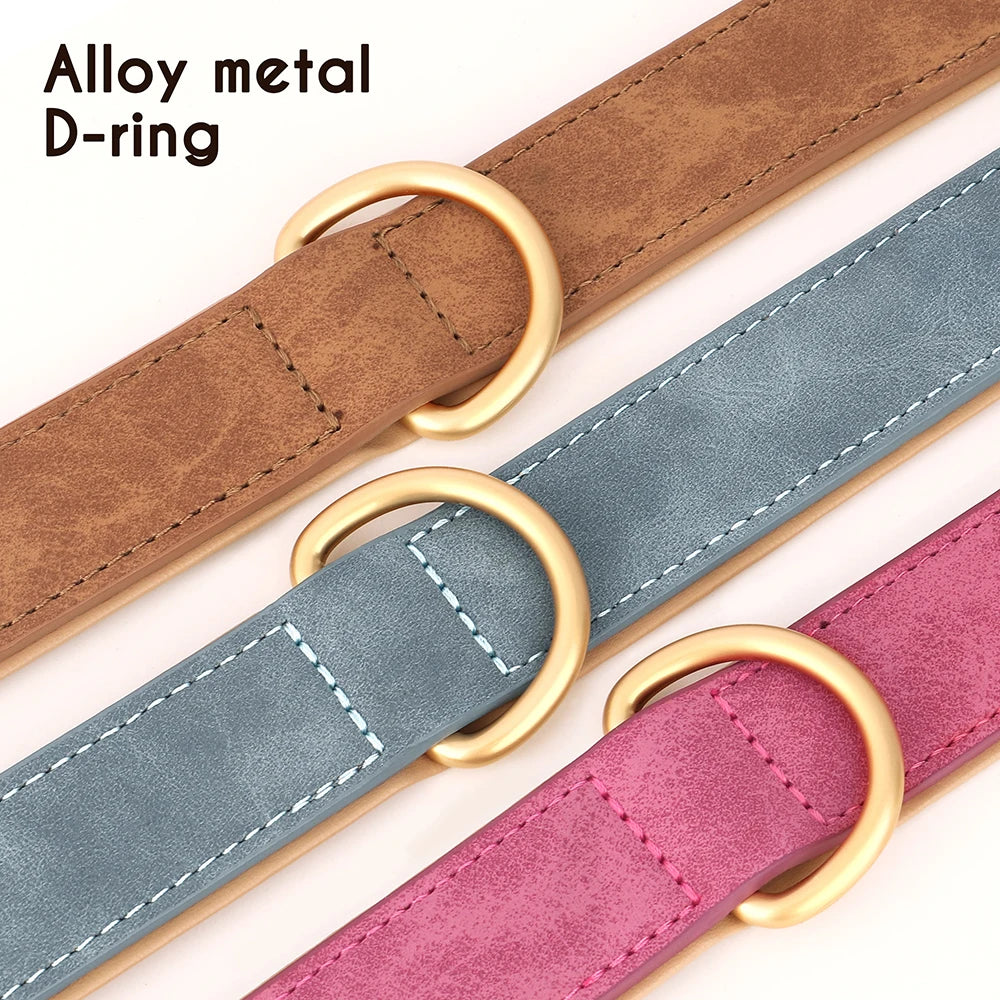 Durable Dog Collar Leather Dogs Collars Soft Padded Pet Pitbull Necklace Adjustable For Small Medium Large Dogs Pug Pet Products - WTN Essentials 