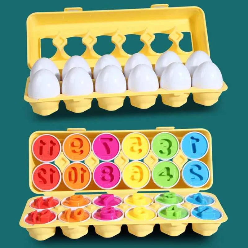 Matching Eggs Easter Toy Montessori Colors Shapes Recognition Kids Educational Color Sorting Toy for Toddlers STEM Egg Toys Gift