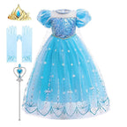 Children Snow Queen Costume Kids Elsa Cosplay Performance Sequins Disguise Girls Princess Party Elegant Fantasy Halloween Dress