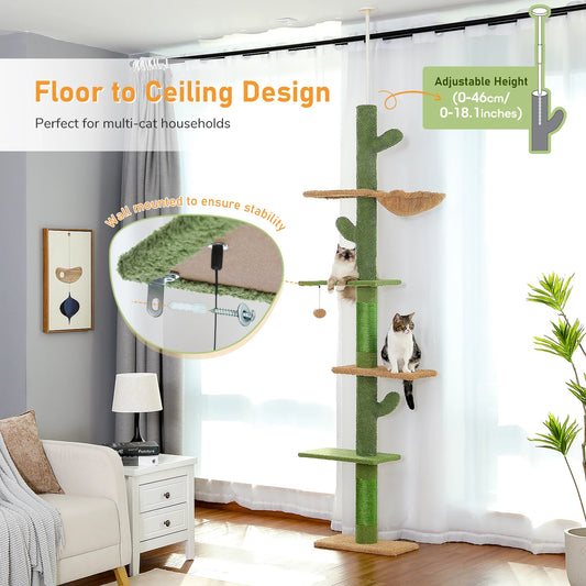 5-Tier Cat Tree Tower with Scratching Posts & Hammock