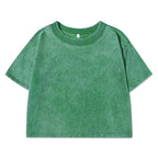 100% Cotton Washed T-Shirts For Women Loose O-Neck Crop Tops Y2k Street Female Clothes Summer Casual Vintage Short Sleeve Tees