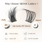 BEFER Cluster Lashes D Curl DIY Eyeslash Extension Lash Cluster Fluffy Volume Individual Natural False Eyelashes Clusters