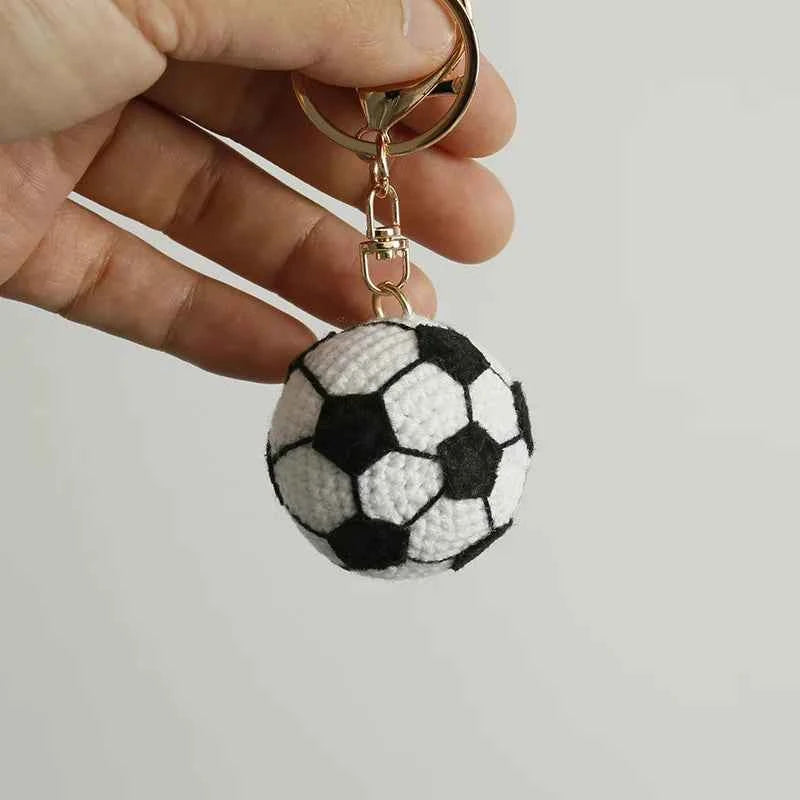 Crochet Sports Ball Keychain Soccer Basketball Bag Charm