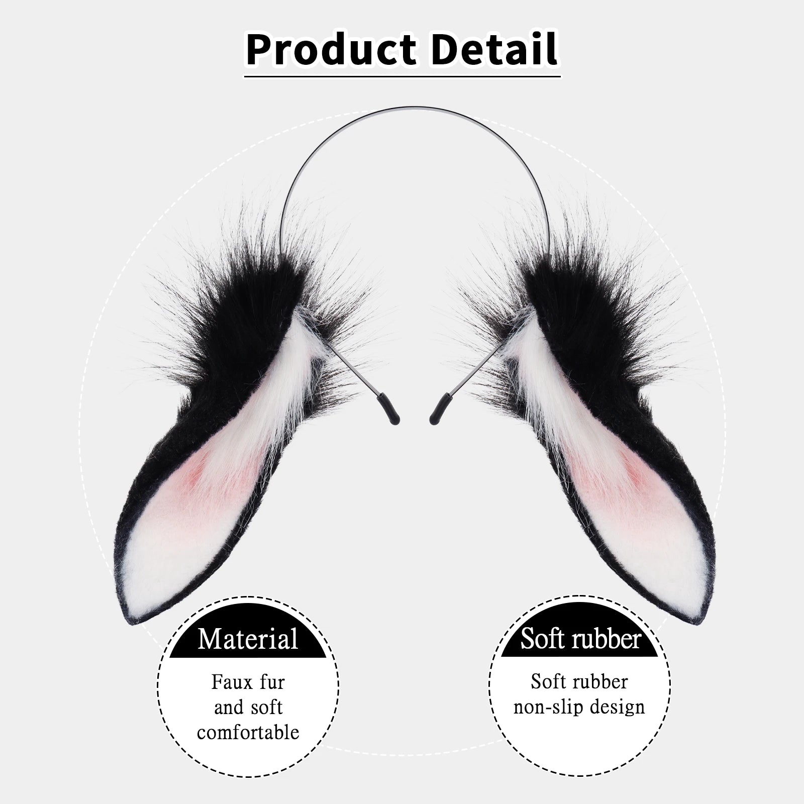 Animal Rabbit Ears Headband Faux Fur Bunny Headwear Plush Hairband Party Cosplay Costume Accessories