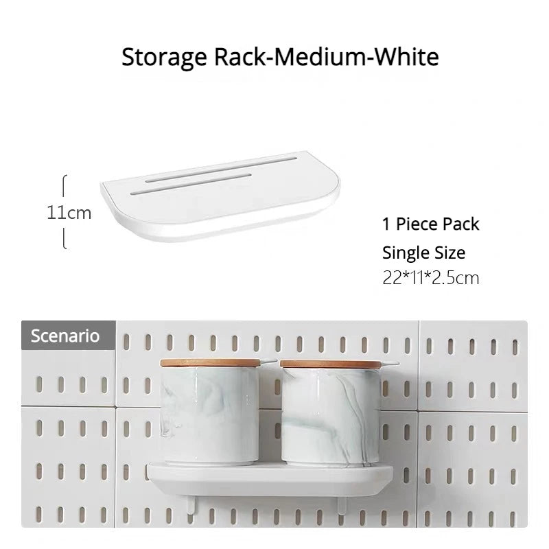 New DIY Pegboard Accessories Hanging Shelf Storage Hooks Wall Organizer No Punching Crafts Organization For Garage Kitchen Room