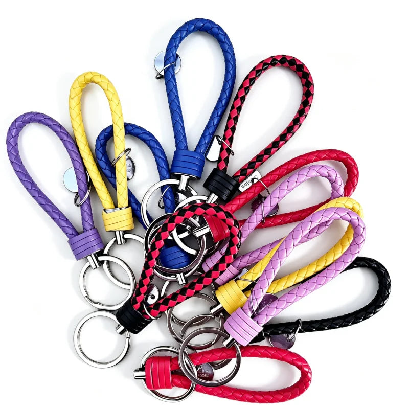 Stylish PU Leather Braided Woven Keychain Bag Pendant - A Perfect Gift for Men and Women!