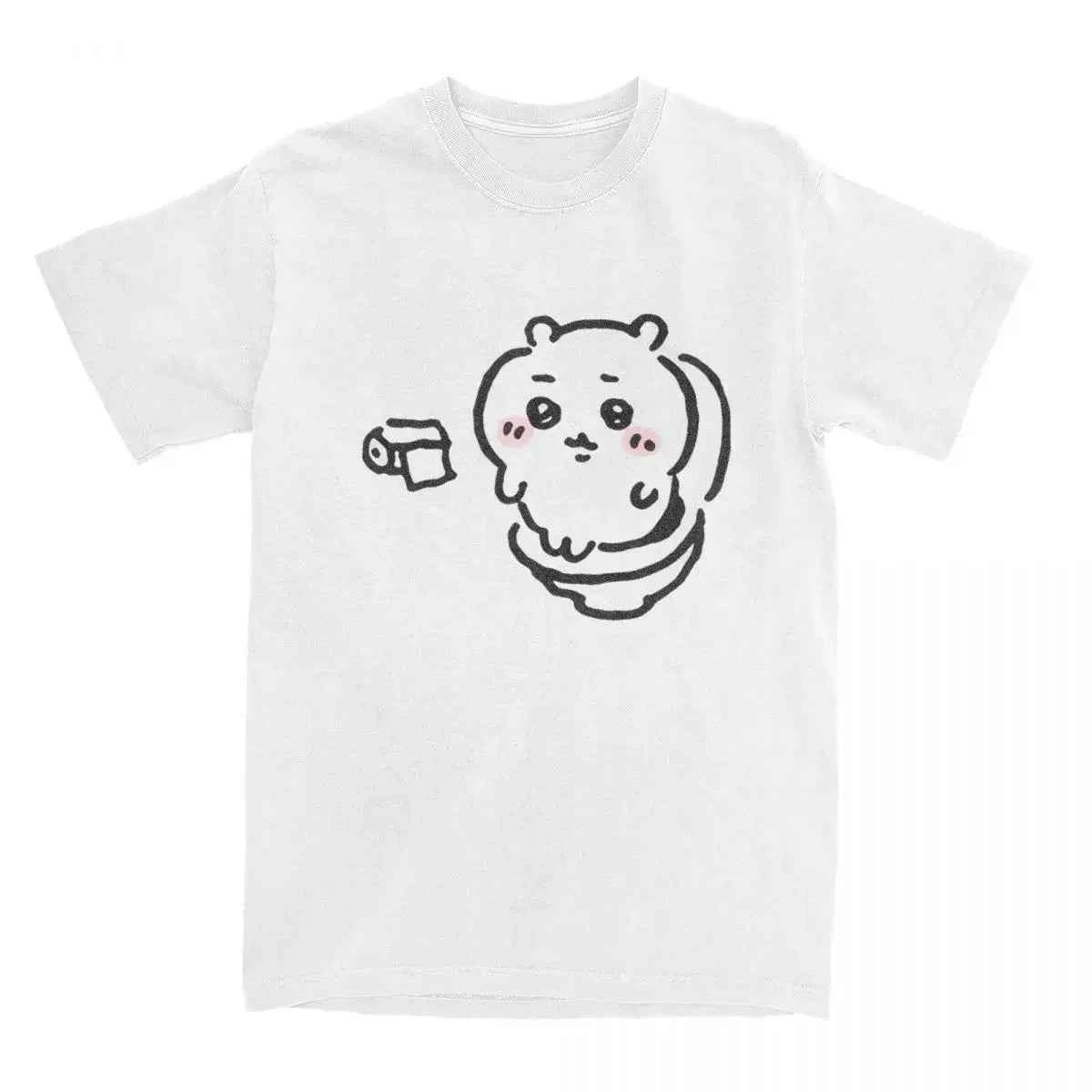 Chiikawa Toilet Time T Shirts Harajuku Stylish Casual Cotton Vintage Men Women Short Sleeve Oversized Streetwear Unisex Tops