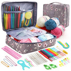 FELE 59Pcs/Set Portable Crochet Knitting Set DIY Beginner Crochet Hook Kit With Storage Bag Material Pack and Storage Tools
