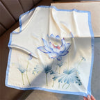 2025 Silk Shawl Print Headscarf Cat Hair Wrap Neckerchief Female Satin Square Scarf For Women Headband Foulard Hijab Bandana