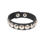 Punk Fashion Men Black Cuff Leather Bracelet Wristband Metal Rivets Stud Charm 80s Wrap Bangle for Women Rock Gothic Jewelry