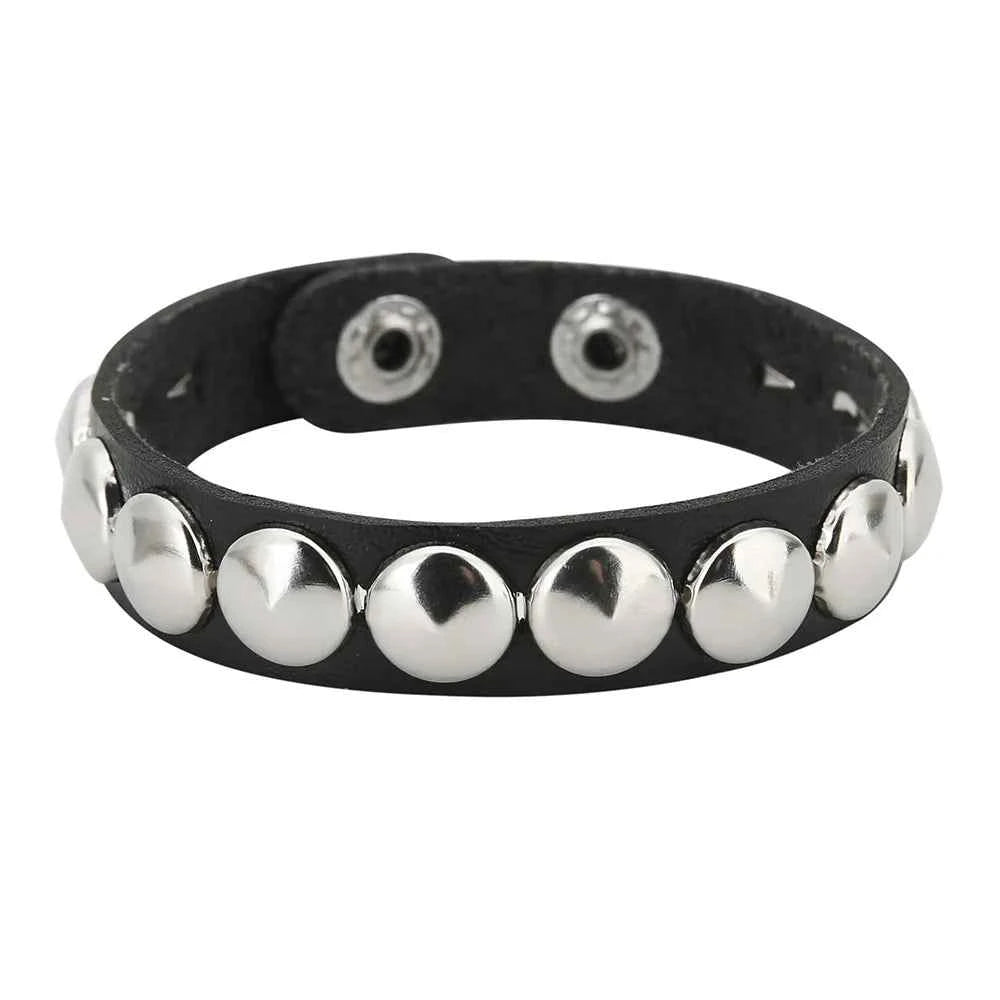 Punk Bracelets PU Leather Studded Bracelet Adjustable Goth Cuff Bracelet Gothic Rivet Buckle Wristband for Men Women Emo Jewelry