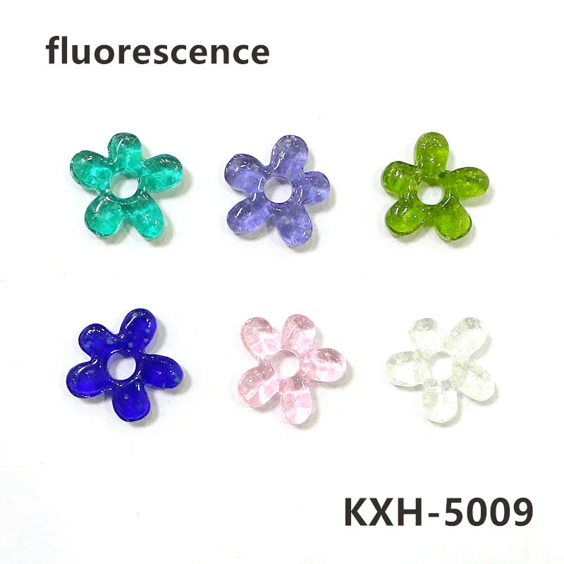 6pcs Irregular Shape Cute Mini Glass Flower Ornament Christmas Wedding Party Decor Supplies DIY Girl Jewelry Pendant Accessories