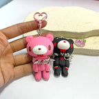 Demon Bear Keychains:Cute Punk Bag Charms with Spiked Collars,Unique Evil Teddy Trinkets,Stylish Collectible Accessories&Gift