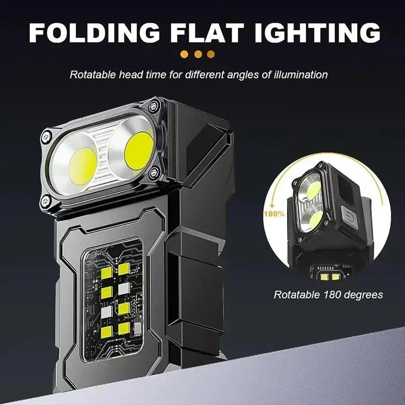 Mini USB Rechargeable LED Flashlight – Super Bright Portable Torch with COB Emergency Light & Magnetic Tail for Camping and Hiking