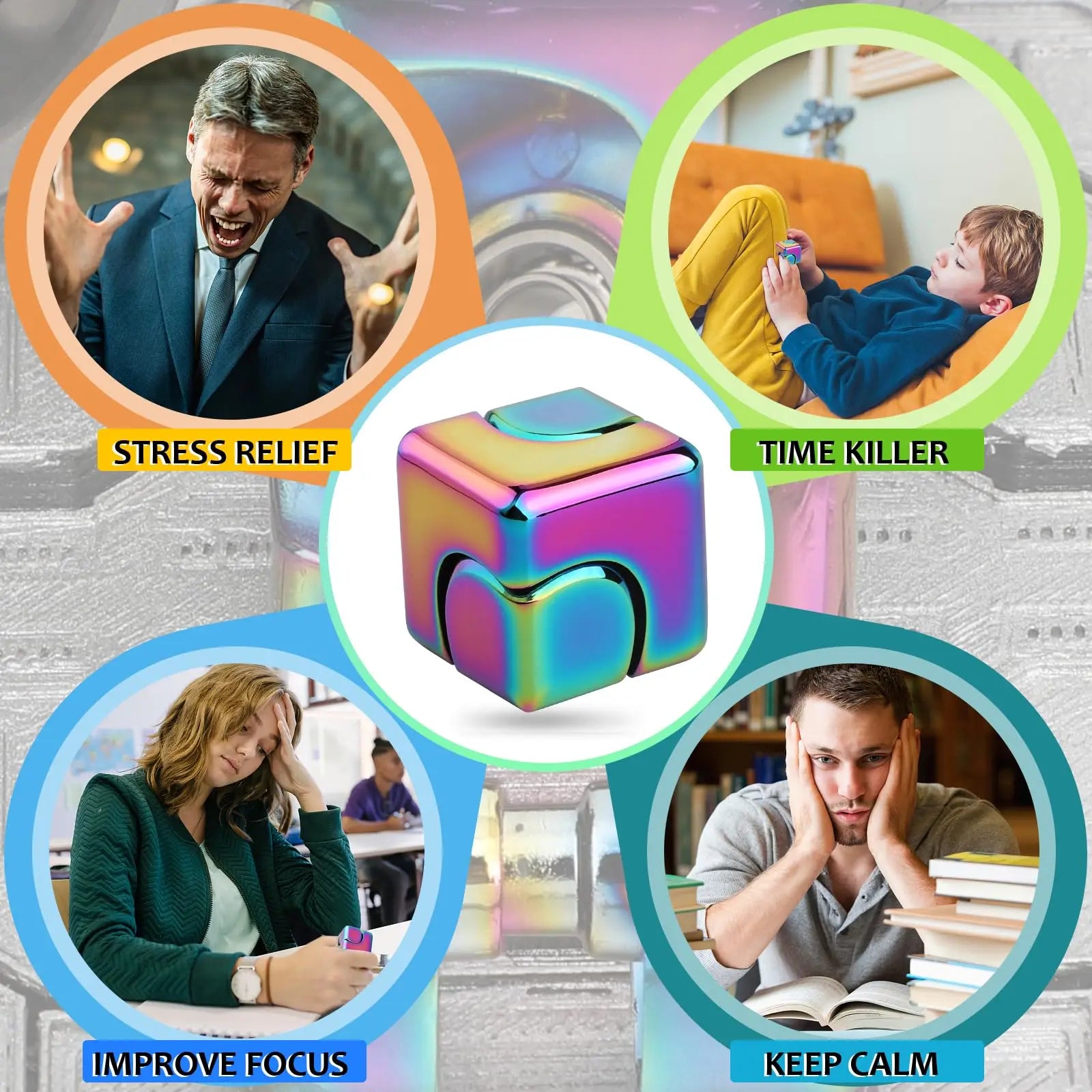 Alloy Cube Spinner Stress Relief Toy – Portable Desk Focus Gadget