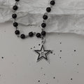 Gothic Bat Cross Dark Pendant Necklace Set, Y2K Personalized Thorn Love Black Bead Stacked Necklace Set, Suitable as Halloween G