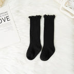 Ruffle Kids Knee High Socks Baby Girls Toddlers Long Soft Cotton Sock Lace Flower Children School Uniform Socks For 0-8 Years