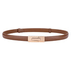 Genuine Leather Women Belt Fashion Golden Lock Buckle Skinny Ladies Waist Belts Dress Jeans Sweater Everyday Casual Outfits