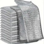 1/50pcs Magic Dishcloth Silver Wire Cleaning Kitchen Cloth Thickened Microfiber Wash Towel Built-in Sponge Steel Wire Ball Rag