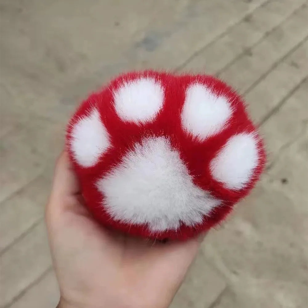 Cat Paw Pendant Keychain Couple Keychain Fluffy Faux Fur Keychain Charm Cute Soft Plush Toy Key Ring Backpack Car Key Pendant