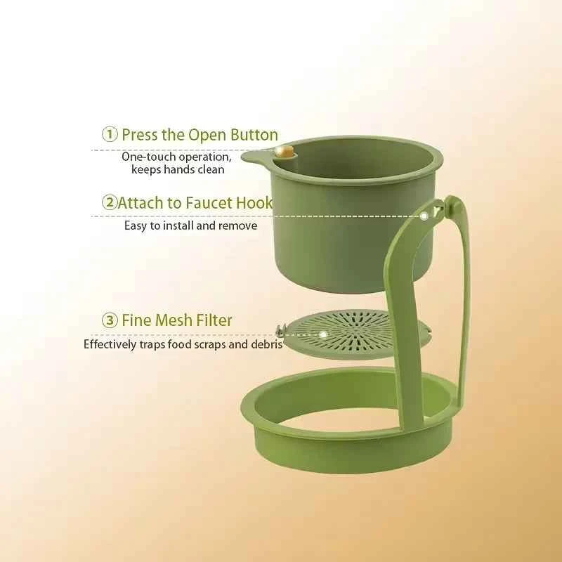 Press Type Drain Basket Food Strainer and Sink Organizer for Kitchen