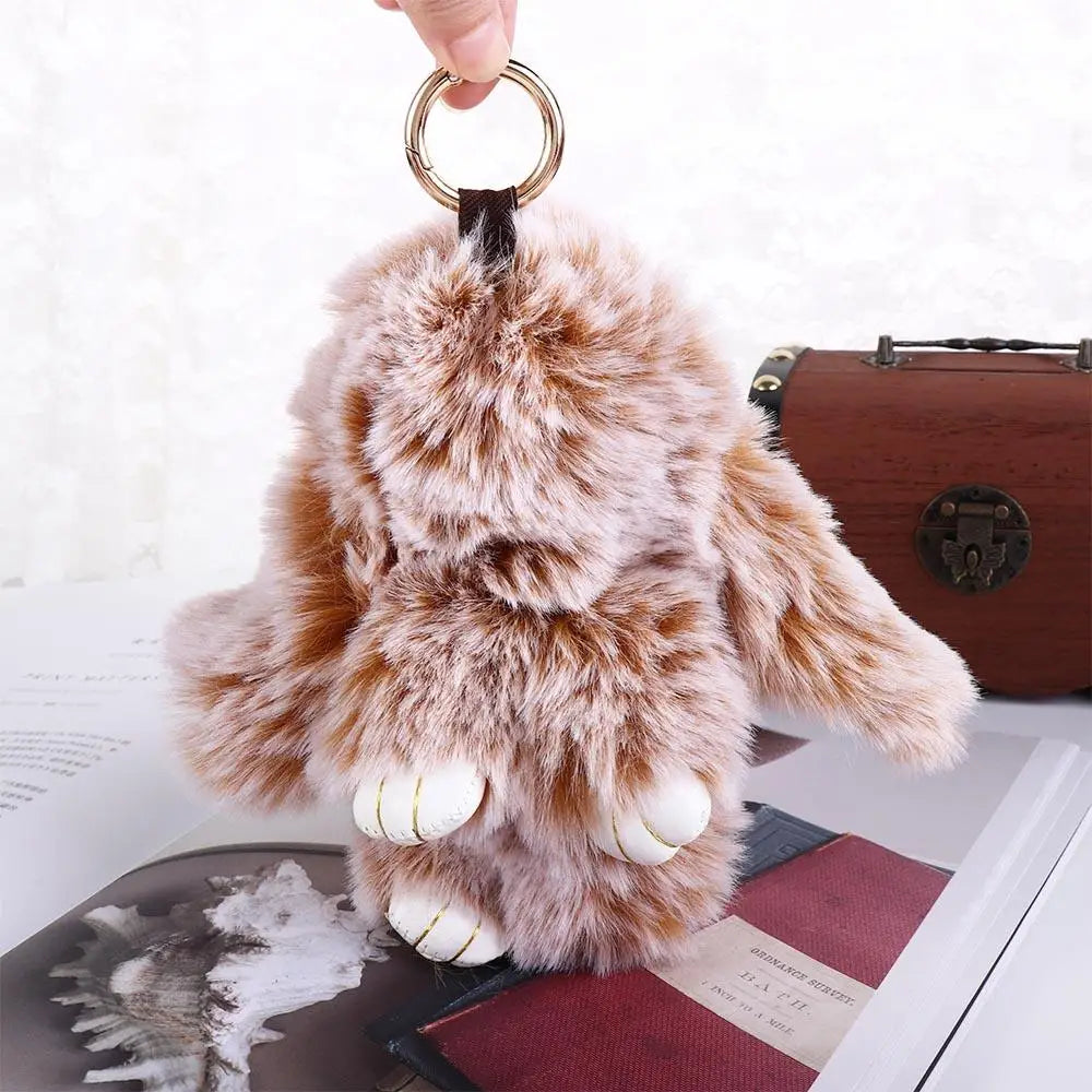 Fluffy Bunny Plush Keychain Cute Rabbit Bag Charm