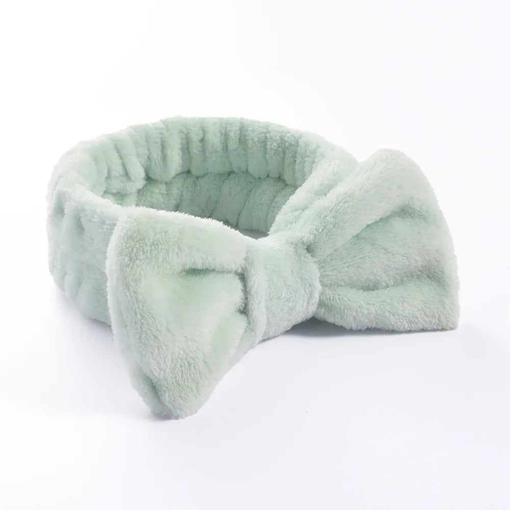 Women Solid Bow Headbands Coral Fleece Makeup Spa Wash Face Turban Head Wrap Girls Hair Towel Accessories Head Band Hairbands