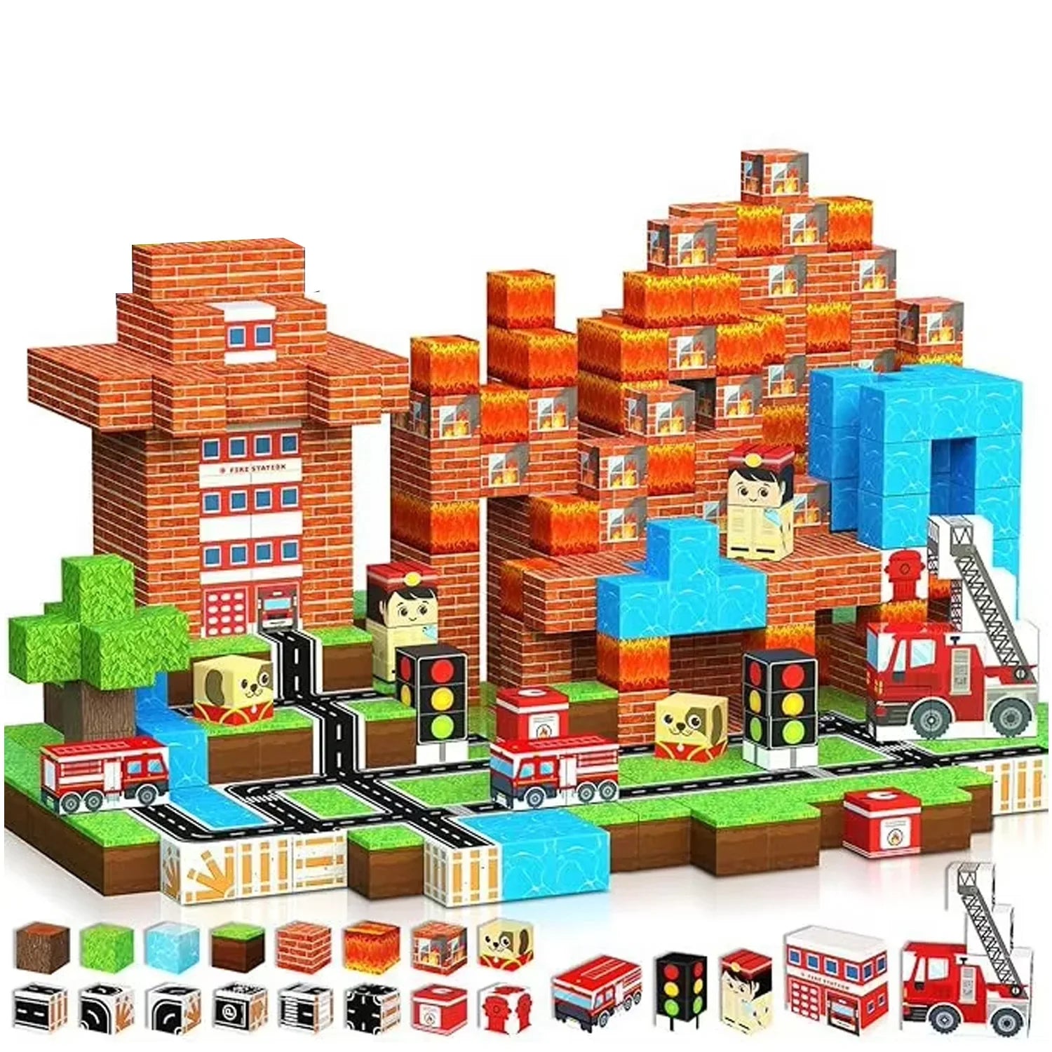 Sensory Montessori Stacking Cubes Construction Set Magnetic Building Blocks Magnet Cube Mine Set Toys Birthday Gift