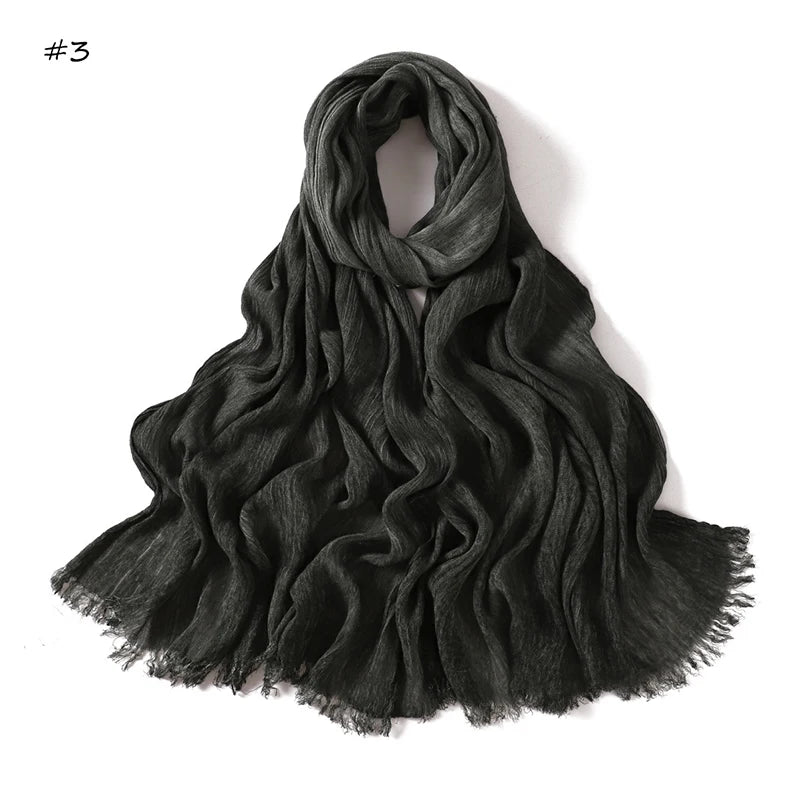 180*65cm Tie-dye Crinkle Rayon Hijabs for Women Muslim Scarf Shawls Plain Ladies Breathable Headband Femme Turban Ramanda
