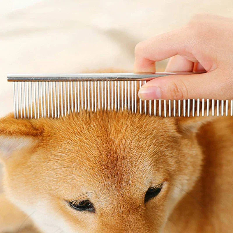 Pet Dematting Comb Stainless Steel Pet Grooming Comb for Dogs and Cats Gently Removes Loose Undercoat Flea Comb Pretty&Better - WTN Essentials 