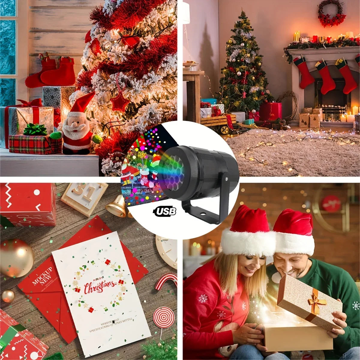 Snowflake Christmas Projector Light 16 Patterns Rotating LED Decor