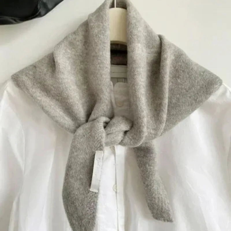 British Korean Style Niche Wool Knitted Triangular Scarf Women Headscarf Knitted Scarf Multi-functional Warm Knitted Scarf