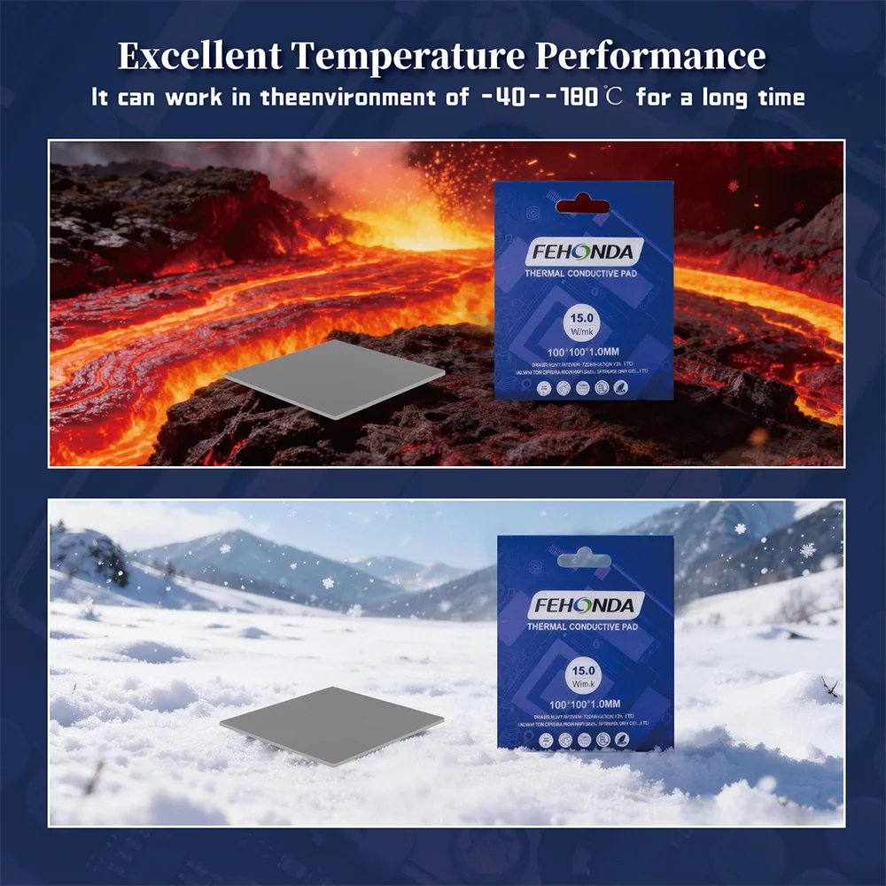 Fehonda Soft Thermal Pad 15w 12w 8w/mK Thermal Pads for Gpu Cpu Heat Resistant Silicone Thermal Pad for PS4 Laptop SSD Cooling
