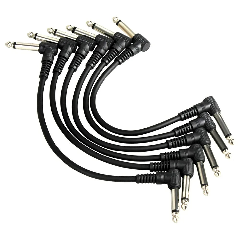1/6pcs Guitar/Bass Effect Pedal Patch Cable - TS 1/4" Right Angle Shielded Low Noise, Beryllium Copper Core Instrument Cords