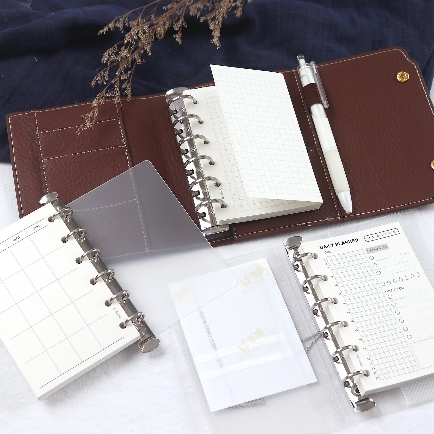 A7 50Sheets Loose Leaf Notebook Refill Spiral Binder Inner Page Weekly Monthly To Do Line Grid Inside Paper Stationery