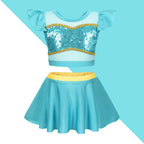 2025 Girls Two Piece Swimsuit Anna Elsa Belle Swimwear Princess Bodysuit Swimwear for Girls Childrens Bikini Beachwear Clothes