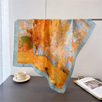 Elegant Nordic Style All Seasons Scarf Faux Silk Large Square Shawl Simple Chic Decorative Wrap For Teens