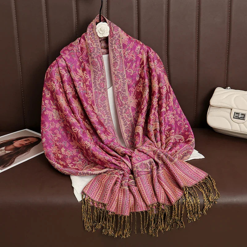 2025 new ethnic style retro shawl cashew flower geometric scarf cloak tassel scarf multi-color variety options available