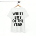 WHITE BOY OF THE YEAR T Shirts Cotton Print Short Sleeve T-shirt Retro Casual Streetwear Vintage Tee Fashion Loose Top Unisex