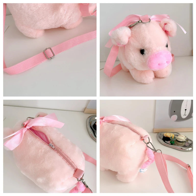 Piglet Plush Bag for Girl Korean Version Large Capacity Lady Shoulder Bag Cartoon Ins Cute Doll Messenger Bag Handbags Crossbody